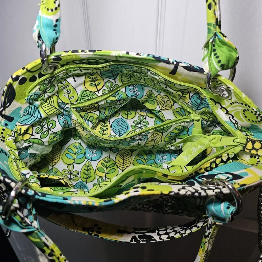 Vera Bradley Limes Up Retired Bowler Shoulder Bag Tote Purse Chain Strap